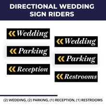 Wedding Sign Kit | 24"W x 6"H Signs (6) | Includes Metal H-Stakes, 6"W x 24"H (6) Designs: Parking (2), Reception (1), Wedding (2), Restrooms (1)