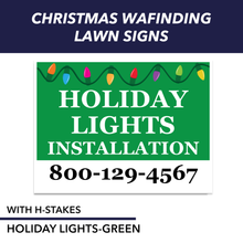 Holiday Lights, Christmas Trees  Pre Designed Yard Signs | 24"W x 18"H, Double Sided, UV Printed | Choose Quantity | Comes with 6"W x 24"H Metal H-Stakes (Copy)