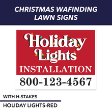 Holiday Lights, Christmas Trees  Pre Designed Yard Signs | 24"W x 18"H, Double Sided, UV Printed | Choose Quantity | Comes with 6"W x 24"H Metal H-Stakes (Copy)