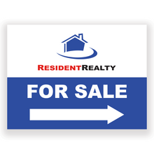Resident Realty "FOR SALE" Lawn Sign(s) w/ H-Stakes | 24"W x 18"H Coroplast Sign + Stakes | Choose Your Quantity