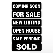 Real Estate Sign Riders | 24"W x 6"H | 6 Pack of Common Messages | Choose Aluminum or Corrugated Plastic