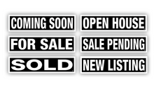 Real Estate Sign Riders | 24"W x 6"H | 6 Pack of Common Messages | Choose Aluminum or Corrugated Plastic