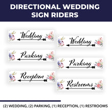 Wedding Sign Kit | 24"W x 6"H Signs (6) | Includes Metal H-Stakes, 6"W x 24"H (6) Designs: Parking (2), Reception (1), Wedding (2), Restrooms (1)