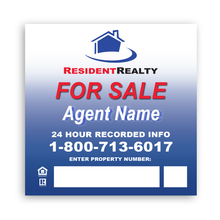 Resident Realty 24 Hour Panel [For H-Frame or Arm Post] | 040 Aluminum w/ Vinyl Laminate Overlay | Choose Size and Design | 24" x 24" or 24" x 30"