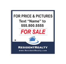 "Lead Capture" Resident Realty H-Frame | Various Sizes Aluminum Panel| Options with and whithout frames | Choose Your Design