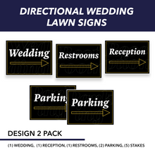 Wedding Wayfinding Yard Signs | 24"W x 18"H, Double Sided, UV Printed | Choose  Signs Only or Sign with 6"W x 24"H Metal H-Stakes