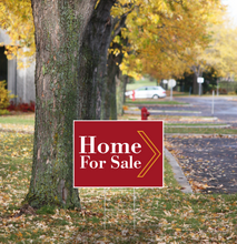 "Home For Sale" Pre Designed Yard Signs | 24"W x 18"H, Double Sided, UV Printed | Choose Quantity | Comes with 6"W x 24"H Metal H-Stakes