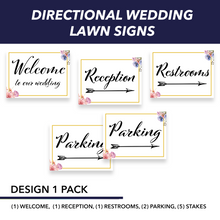 Wedding Wayfinding Yard Signs | 24"W x 18"H, Double Sided, UV Printed | Choose  Signs Only or Sign with 6"W x 24"H Metal H-Stakes