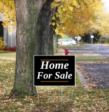 "Home For Sale" Pre Designed Yard Signs | 24"W x 18"H, Double Sided, UV Printed | Choose Quantity | Comes with 6"W x 24"H Metal H-Stakes
