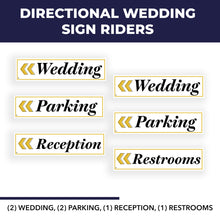 Wedding Sign Kit | 24"W x 6"H Signs (6) | Includes Metal H-Stakes, 6"W x 24"H (6) Designs: Parking (2), Reception (1), Wedding (2), Restrooms (1)