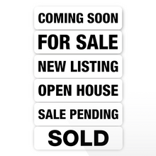 Real Estate Sign Riders | 24"W x 6"H | 6 Pack of Common Messages | Choose Aluminum or Corrugated Plastic